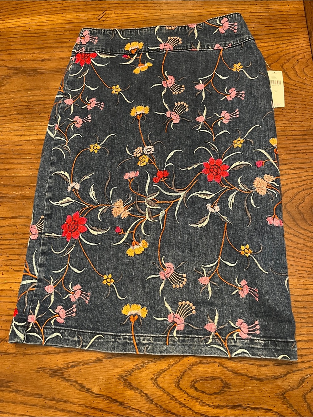 Maeve by Anthropologie denim skirt with floral embroidery, size 2, new with tags